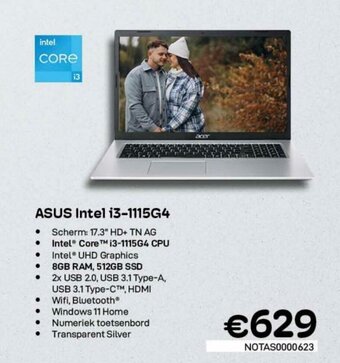CompuDeals Asus Intel i3-1115G4 aanbieding