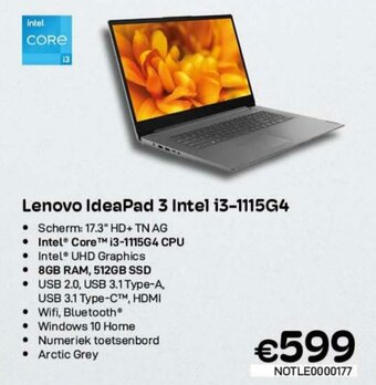 CompuDeals Lenovo IdeaPad 3 Intel i3-1115G4 aanbieding