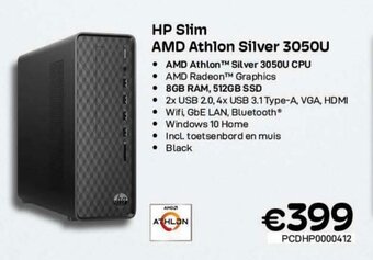CompuDeals HP Slim AMD Athlon Silver 3050U aanbieding