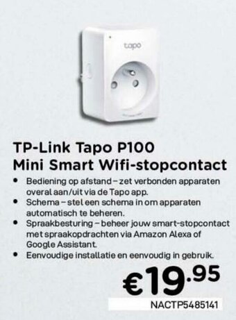 CompuDeals TP-Link Tapo P100 Mini Smart Wifi-stopcontact aanbieding