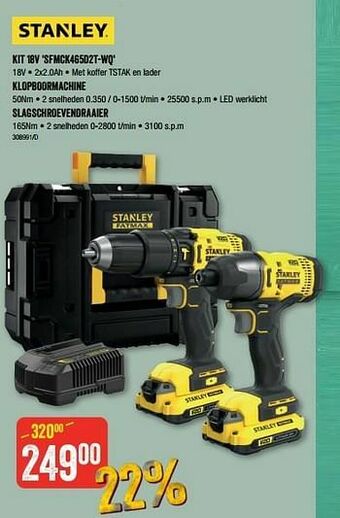 HandyHome Stanley kit 18v sfmck465d2t-wq aanbieding
