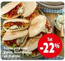 Colruyt Frisse pita met gyros, koolslaatje en tzatziki aanbieding