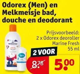 Kruidvat Odorex (Men) en Melkmeisje bad, douche en deodorant aanbieding