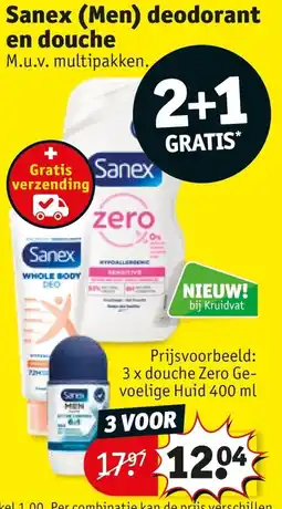 Kruidvat Sanex (Men) deodorant en douche aanbieding