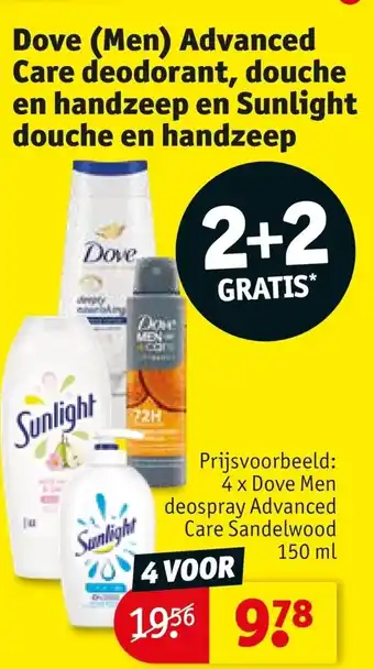 Dove (Men) Advanced Care deodorant, douche en handzeep en Sunlight douche en handzeep