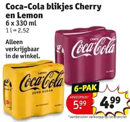 Kruidvat Coca-Cola blikjes Cherry en Lemon aanbieding