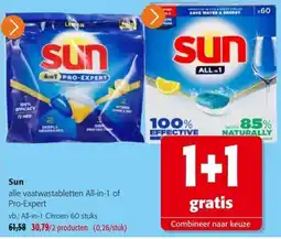 Colruyt Sun alle vaatwastabletten All-in-1 of Pro-Expert aanbieding
