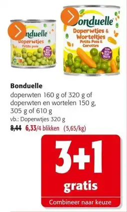 Colruyt Bonduelle doperwtjes en worteltjes aanbieding