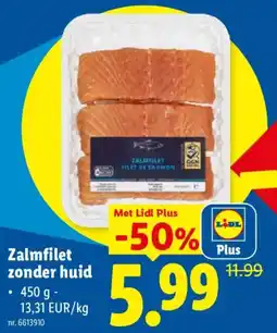 Lidl Zalmfilet zonder huid aanbieding