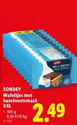 Lidl Sondey wafeltjes met hazelnootsmaak aanbieding