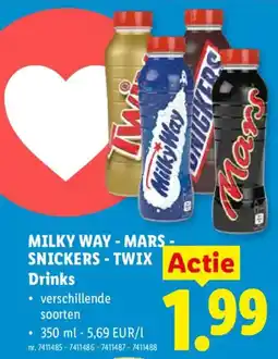 Lidl milky way - mars - snickers - twix drinks aanbieding
