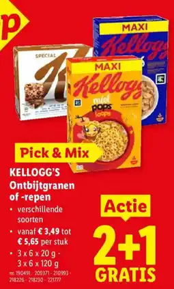 Lidl Kellogg's ontbijtgranen of repen aanbieding