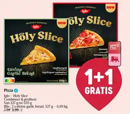 Delhaize Pizza Iglo Holy Slice divine garlic bread aanbieding
