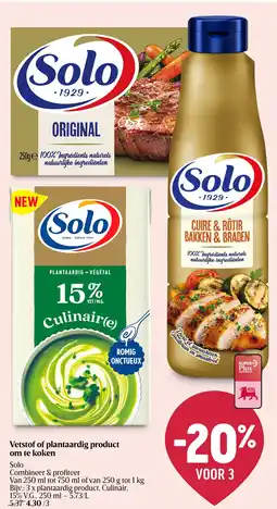 Delhaize Solo Vetstof of Plantaardig Product om te Koken aanbieding