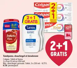 Delhaize Tandpasta, douchegel of deodorant aanbieding