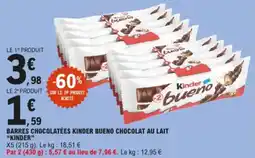 E.Leclerc Barres chocolatées kinder bueno chocolat au lait aanbieding