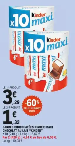 E.Leclerc barres chocolatées kinder maxi aanbieding