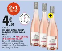 E.Leclerc Vin sans alcool bonne nouvelle cépage syrah rosé aanbieding