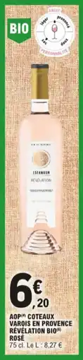 E.Leclerc Aop coteaux varois en provence revelation bio rosé aanbieding