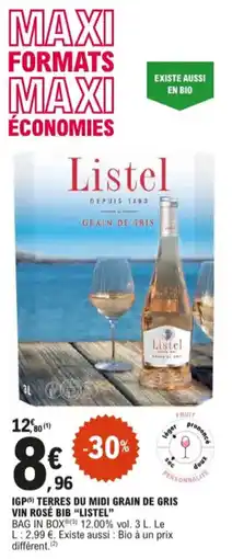 E.Leclerc Igp terres du midi grain de gris vin rosƩ bib listel aanbieding