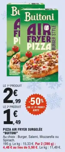E.Leclerc Pizza air fryer surgelée buitoni aanbieding