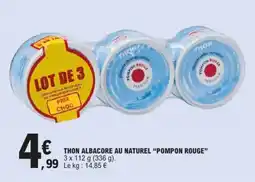 E.Leclerc thon albacore au naturel pompon rouge aanbieding