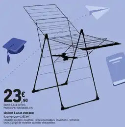 E.Leclerc Séchoir à ailes 25m noir aanbieding