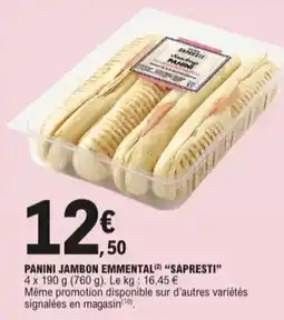 E.Leclerc Panini jambon emmental sapresti aanbieding