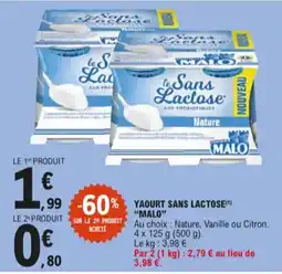 E.Leclerc Yaourt sans lactose malo aanbieding
