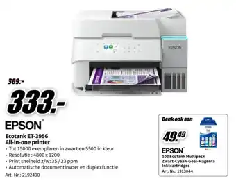 Epson Ecotank ET-3956 All-in-one printer