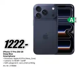 MediaMarkt iphone 17 pro 256 gb deep blue smartphone aanbieding
