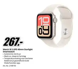 MediaMarkt Watch SE 3 GPS 40mm Starlight Smartwatch aanbieding