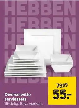 Xenos Diverse witte serviessets aanbieding