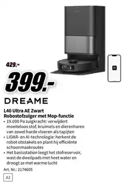 MediaMarkt Dreame l40 ultra ae zwart robostofzuiger met mop-functie aanbieding