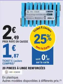 E.Leclerc 20 pinces à linge renforcées aanbieding