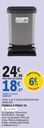 E.Leclerc Poubelle à pédale 18l aanbieding