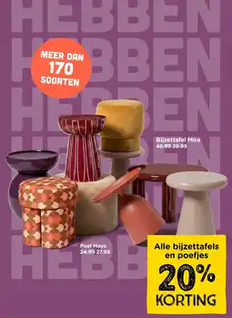 Xenos Bijzettafel en poefjes aanbieding