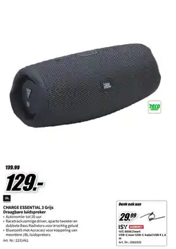 MediaMarkt Charge essential 3 grijs draagbare luidspreker aanbieding