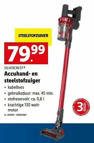 Lidl Silvercrest accuhand- en steelstofzuiger aanbieding