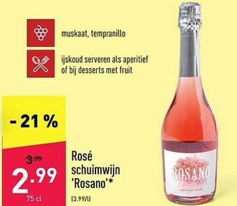 ALDI Rosé schuimwijn rosano aanbieding