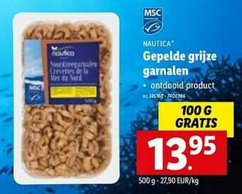 Lidl Gepelde grijze garnalen aanbieding