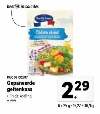 Lidl Gepaneerde geitenkaas aanbieding