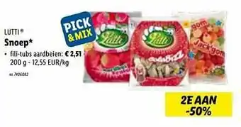 Lidl Snoep fili-tubs aardbeien aanbieding