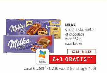 Spar Colruyt Milka Smeerpasta, Koeken Of Chocolade aanbieding