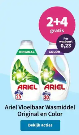 Plein.nl Ariel vloeibaar wasmiddel original en color aanbieding