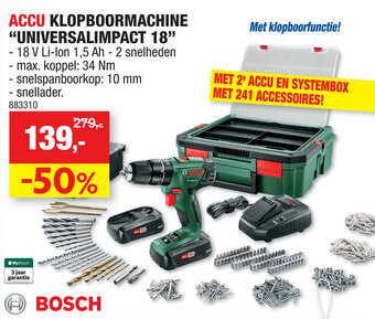 Hubo Accu Klopboormachine Universalimpact 18 aanbieding