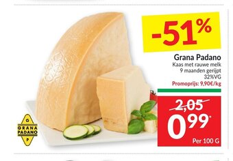 Intermarché Grana Padano kaas met rauwe melk aanbieding