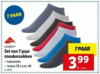 Lidl Set van 7 paar sneakersokken aanbieding