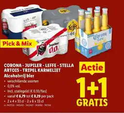 Lidl Corona - jupiler - leffe - stella artois - tripel karmeliet alcoholvrij bier aanbieding