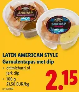 Lidl Latin american style garnalentapas met dip aanbieding